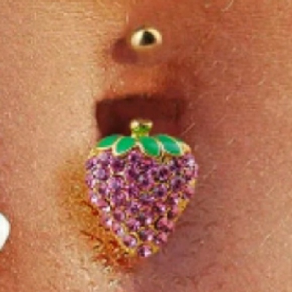 1LEFT 🎀3/$22🎀 Strawberry Rhinestone Belly Ring🍓 - Picture 2 of 4